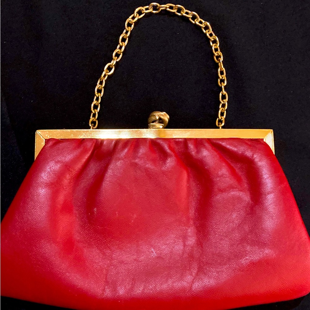 Vintage Red Leather Clutch
